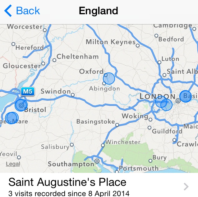Apple iPhone - Frequent Locations Map